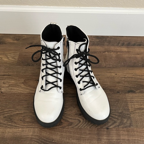 White Combat Boots Zip Side Women’s 10 (41) - Picture 6 of 10